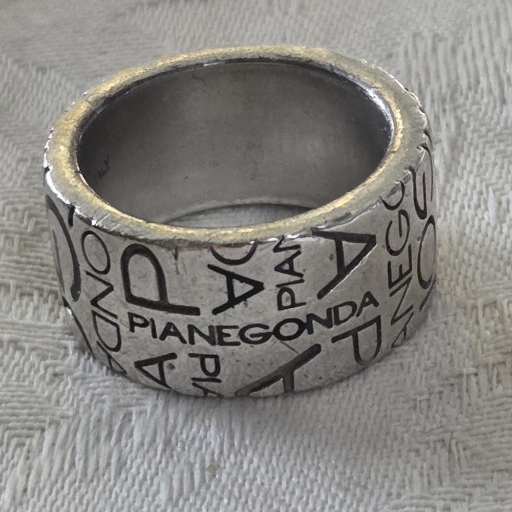 Franco Pianegonda Unisex Logo Ring, Sterling Silver, Size 9.5